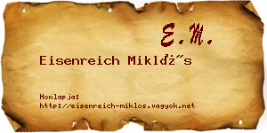 Eisenreich Miklós névjegykártya